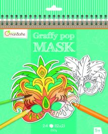 GY021 Avenue Mandarine, Graffy Pop Mask, Princess Coloring Mask Book, 7  7/8 x