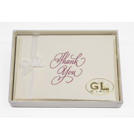 #020/00 G. Lalo Deckle-Edge Thank You Gift Box 4 ¼ x 6 White 10 x 10