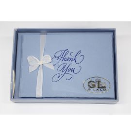 #020/02 G. Lalo Deckle-Edge Thank You Gift Box 4 ¼ x 6 Blue 10 x 10