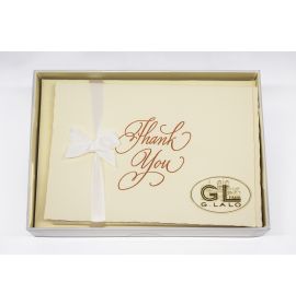 #020/16 G. Lalo Deckle-Edge Thank You Gift Box 4 ¼ x 6 Ivory 10 x 10