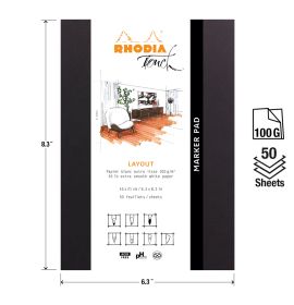 Rhodia Touch Marker Pad - Layout 100g Paper - Extra White - Blank - A5+ - 50 Sheets