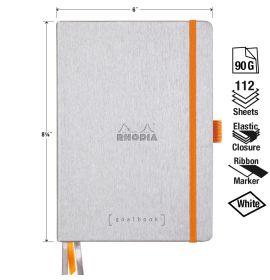 Rhodia - Goalbook - Hardcover - Dot Grid - 224 Numbered Pages - White Paper - A5 - Silver