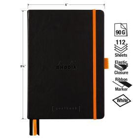 Rhodia - Goalbook - Hardcover - Dot Grid - 224 Numbered Pages - White Paper - A5 - Black