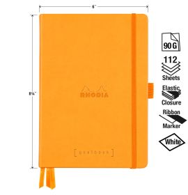 Rhodia - Goalbook - Hardcover - Dot Grid - 224 Numbered Pages - White Paper - A5 - Orange