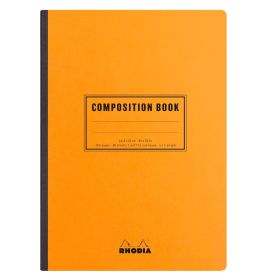 #119248 Rhodia Composition Book, Orange, 80g Lined, 80 Sheets White, Canvas-back Thread Bound