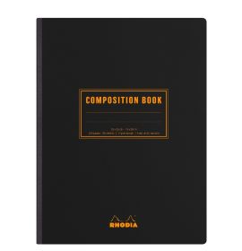#119229 Rhodia Composition Book, Black, 80g Graph, 80 Sheets White, Canvas-back Thread Bound