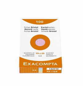 Exacompta - Index Cards - Graph - 100 Cards - 3 x 5" - Assorted