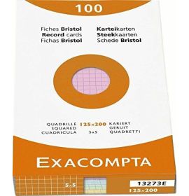 Exacompta - Index Cards - Graph - 100 Cards - 5 x 8" - Assorted