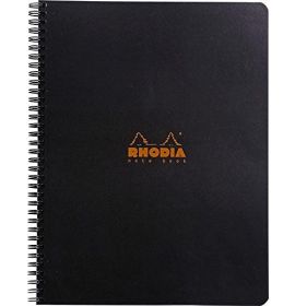 Rhodia - Wirebound Notebook - Lined with Margin - 80 Sheets - 9 x 11 3/4" - Black