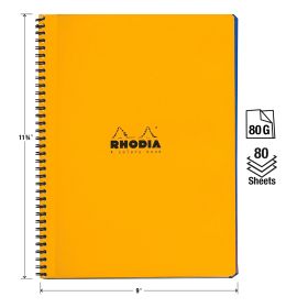 Rhodia - Wirebound Notebook - 4 Color Book - Orange Cover - Lined with Margin - 9 x 11 3/4"