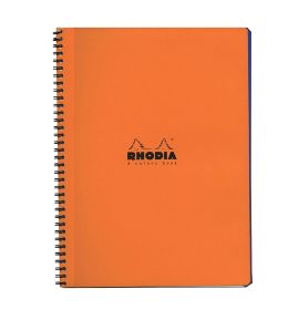 Rhodia - Wirebound Notebook - 4 Color Book - Lined with Margin - 80 Sheets - 9 x 11 3/4" - Orange
