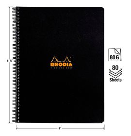 Rhodia - Wirebound Notebook - 4 Color Book - Black Cover - Lined with Margin - 9 x 11 3/4"