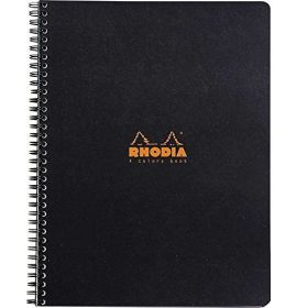 Rhodia - Wirebound Notebook - 4 Color Book - Lined with Margin - 80 Sheets - 9 x 11 3/4" - Black