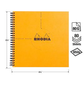 Rhodia - Reverse Book "Square Format" - Orange Cover - Graph - 8 1/4 x 8 1/4"