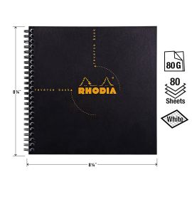 Rhodia - Reverse Book "Square Format" - Black Cover - Graph - 8 1/4 x 8 1/4"