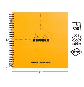 Rhodia - Reverse Book "Square Format" - Orange Cover - Dot Grid - 8 1/4 x 8 1/4"