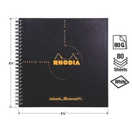 Rhodia - Reverse Book "Square Format" - Black Cover - Dot Grid - 8 1/4 x 8 1/4"