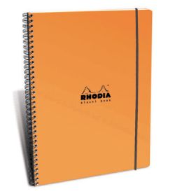 Rhodia - Wirebound Notebook - Elasti Book - Lined with Margin - 80 Sheets - 9 x 11 3/4" - Orange
