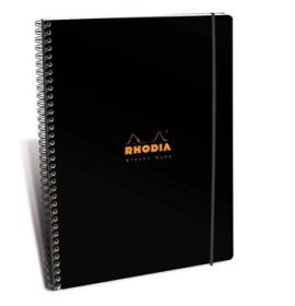 Rhodia - Wirebound Notebook - Elasti Book - Lined with Margin - 80 Sheets - 9 x 11 3/4" - Black