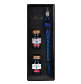 H293/13 - Herbin - Round Glass Pen & Ink Set - Blue