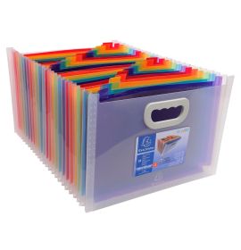 Exacompta - Crystal Collection - Expanding File Box with Handles - 24 Pockets - 13 x 9 x 10"