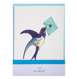 #608/08 G. Lalo Straight-Edge Fold Over Card 4 1/4 x 6 Swallow