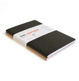 #733160 Clairefontaine Basic Notebooks Side Staplebound Duo 5 3/4 x 8 1/4 Lined Black/Tan 48 sheets