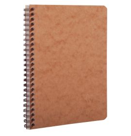 Clairefontaine - Basic Notebook - Wirebound - Lined with 3 Pocket Folders - 60 Sheets - 6 x 8 1/4" - Tan