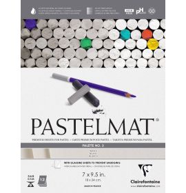 Clairefontaine Pastelmat Glued Pad - Palette No. 3 - (7 x 9 1/2 Inches) 18 x 24 cm - 360g - 12 Sheets - White