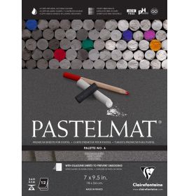 Clairefontaine Pastelmat Glued Pad - Palette No. 6 - (7 x 9 1/2 Inches) 18 x 24 cm - 360g - 12 Sheets - Charcoal Grey