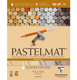 Clairefontaine Pastelmat Glued Pad - Palette No. 1 - (9 1/2 x 12 Inches) 24 x 30 cm - 360g - 12 Sheets - Maize, Buttercup, Dark Grey, Light Grey