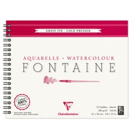 Clairefontaine - Fontaine Watercolor - Cold Pressed - 300g - Wirebound - 12 Sheets - 9 1/2 x 11 7/8"