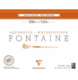 Clairefontaine - Fontaine Watercolor - Hot Press - 300g - Block - 20 Sheets - 9 1/2 x 11 7/8"