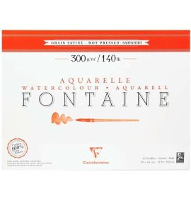 Clairefontaine - Fontaine Watercolor - Hot Pressed - 300g - Block - 20 Sheets - 11 7/8 x 15 3/4"