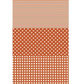 #C/596 Decopatch Orange Checkered Dots 3 sheets of 1 design Decoupage paper 11 3/4 x 15 3/4