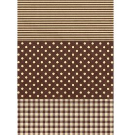 #C/487 Decopatch Brown Checkered Dots 3 sheets of 1 design Decoupage paper 11 3/4 x 15 3/4