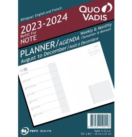 Quo Vadis 2023-2024 Note 21 Weekly Planner Refill