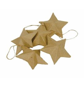 Decopatch Holiday Ornaments Papier-Mache - 1 1/4 x 4 1/2 x 7 - Pack of 5 Holiday Stars