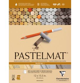 Clairefontaine Pastelmat Glued Pad - Palette No. 1 - (12 x 15 3/4 Inches) 30 x 40 cm - 360g - 12 Sheets - Maize, Buttercup, Dark Grey, Light Grey