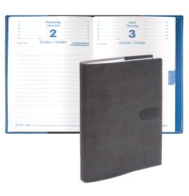 Quo Vadis 2024-2025 Textagenda Daily Planner 12 Months, Aug. to Jul. 4 3/4 x 6 3/4" Smooth Faux Suede Texas Charcoal Black